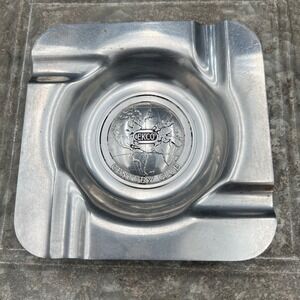 Vintage EKCO Century Club Metal Ashtray Silver Tone Globe Logo Made in Holland